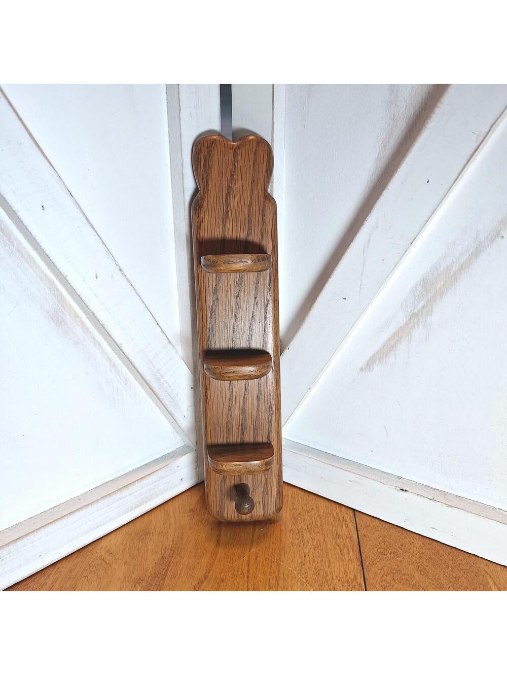Vtg Wooden Heart 3 Tier Trinket Shelf Key Holder Cottagecore 9.5"H X 2"W X1.25"D